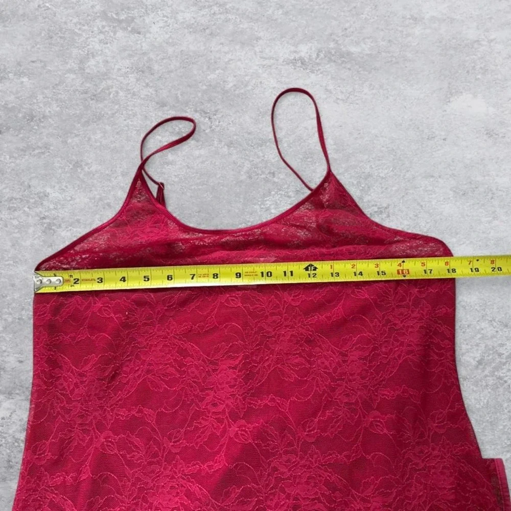 Victoria's Secret Floral Lace Sheer Chemise Nightie RED Large
